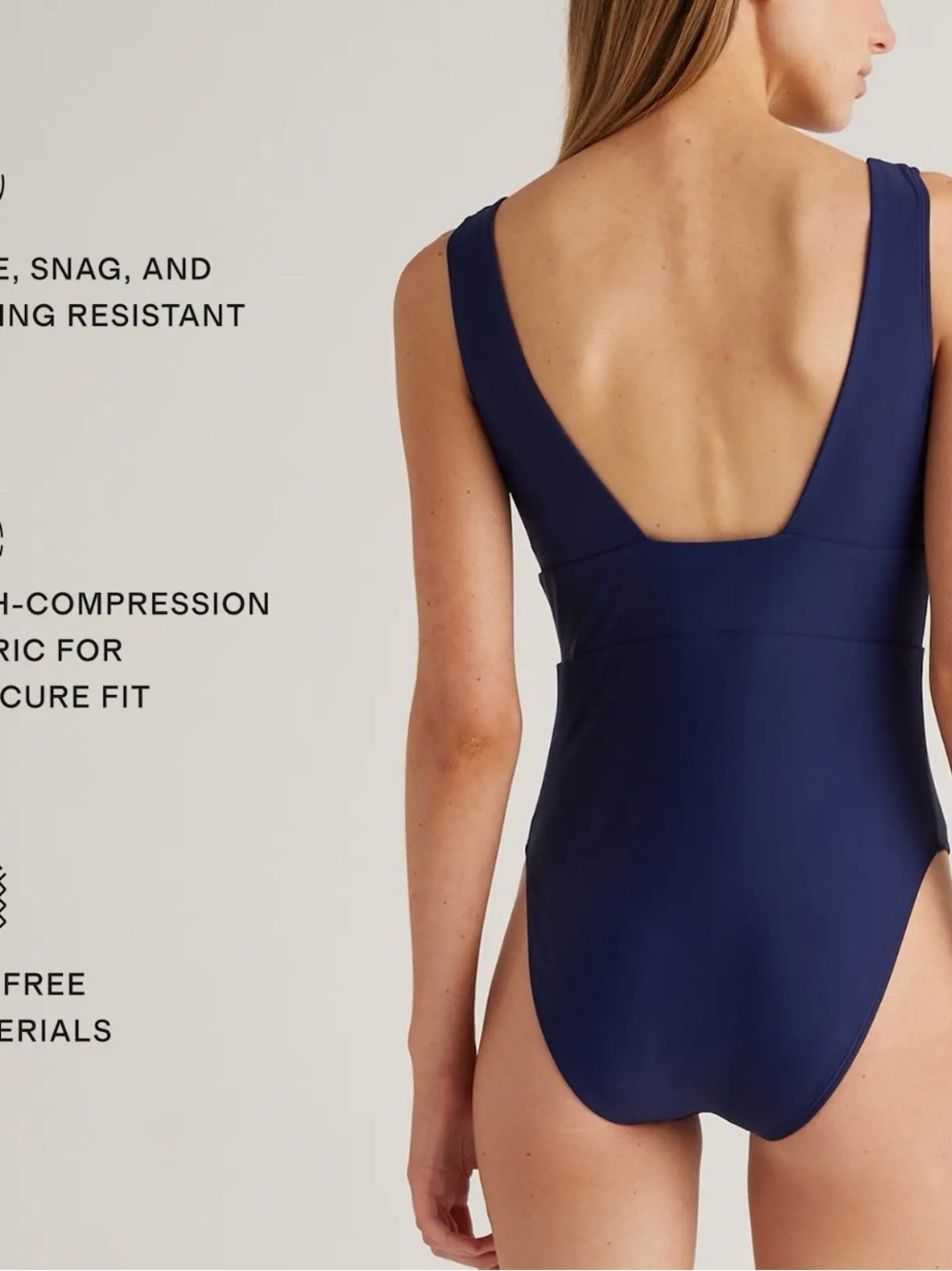 NWT Quince Italian Plunge One-Piece Swimsuit Deep Navy XL - Picture 5 of 10